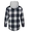 Thumbnail Grey marl hooded checked flannel shirt back view.